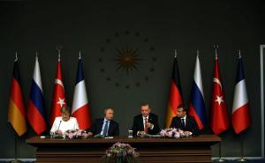 Foto: AA / U Istanbulu je turski predsjednik Recep Tayyip Erdogan domaćin ruskom predsjedniku Vladimiru Putinu, njemačkoj kancelarki Angeli Merkel i francuskom predsjedniku Emmanuelu Macronu